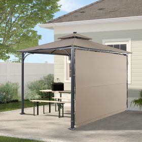 Patio 9.8ft.L x 9.8ft.W Gazebo with Extended Side Shed/Awning and LED Light for Backyard; Poolside; Deck; Brown