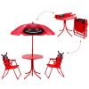 Kids Patio Set Table And 2 Folding Chairs w/ Umbrella Beetle Outdoor Garden Yard Removable Umbrella