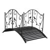 119*67*71cm Courtyard With Bird Pattern Arched Handrail Courtyard Iron Bridge Black