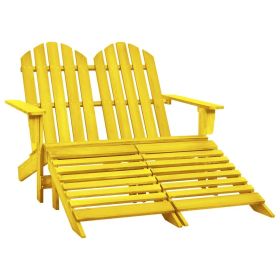 2-Seater Patio Adirondack Chair&Ottoman Fir Wood Yellow