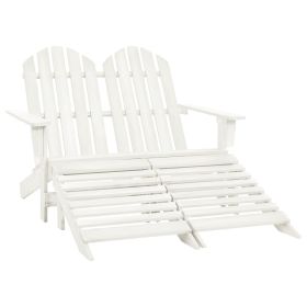 2-Seater Patio Adirondack Chair&Ottoman Fir Wood White