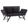 Patio Bench with Cushions 69.3" Black Poly Rattan