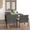 5 Piece Patio Dining Set Poly Rattan Gray