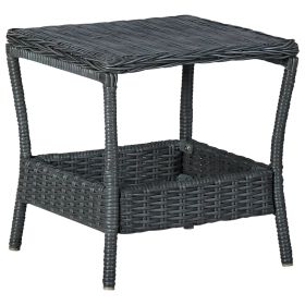 Patio Table Dark Gray 17.7"x17.7"x18.3" Poly Rattan