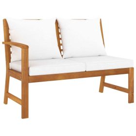 Patio Bench 45.1" with Cream Cushion Solid Acacia Wood