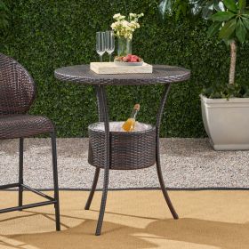 Outdoor round wicker table with ice bucket