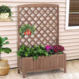 Wooden Planter Box Raised Garden Bed With Trellis