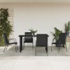 5 Piece Patio Dining Set Black Steel and Textilene