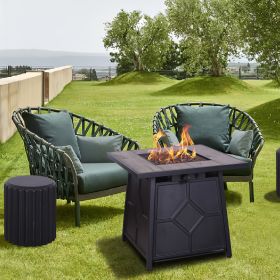 40,000 BTU Steel Propane Gas Fire Pit Table With Steel lid, Weather Cover