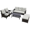 6 Pcs Outdoor Sectional Sofa With Reclining Backrest, Ottomans, Light Gray Cushions