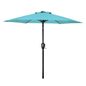 7.5ft Patio Outdoor Table Market Yard Umbrella with Push Button Tilt/Crank, 6 Sturdy Ribs for Garden, Deck, Backyard, Pool, Turquoise