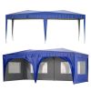 10'x20' EZ Pop Up Canopy Outdoor Portable Party Folding Tent with 6 Removable Sidewalls + Carry Bag + 6pcs Weight Bag Beige Blue