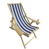 Outdoor Poplar Hanging Chair Wide Blue Stripes armrest with cup holder