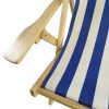 Outdoor Poplar Hanging Chair Wide Blue Stripes armrest with cup holder