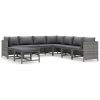 9 Piece Patio Lounge Set with Cushions Poly Rattan Gray