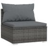 5 Piece Garden Lounge Set with Cushions Poly Rattan Gray