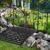 119*67*71cm Courtyard With Bird Pattern Arched Handrail Courtyard Iron Bridge Black