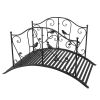 119*67*71cm Courtyard With Bird Pattern Arched Handrail Courtyard Iron Bridge Black