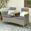 2-Person Patio Rattan Conversation Furniture Set with Coffee Table