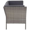 6 Piece Patio Lounge Set with Cushions Poly Rattan Gray