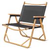 53*55*61cm Medium Size Aluminum Frame 600D Black Oxford Cloth Bearing 100kg Imitation Wood Grain Spray Paint Camping Chair Black