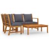 4 Piece Patio Lounge Set with Cushion Solid Acacia Wood