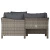 4 Piece Patio Lounge Set with Cushions Gray Poly Rattan