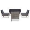 6 Piece Patio Lounge Set with Cushions Poly Rattan Gray