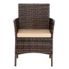 2pcs Arm Chairs 1pc Love Seat & Tempered Glass Coffee Table Rattan Sofa Set Brown Gradient