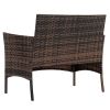 2pcs Arm Chairs 1pc Love Seat & Tempered Glass Coffee Table Rattan Sofa Set Brown Gradient