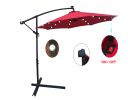 10 ft Outdoor Patio Umbrella Solar Powered LED Lighted 8 Ribs Umbrella with Crank and Cross Base for Garden Outside Deck Swimming Pool