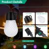 52.5FT Colorful Outdoor String Lights Smart RGB LED Patio Lights IP66 Waterproof