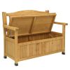 44inch Cedar Yard Storage Box With Backrest Armrest Bright Yellow