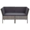 6 Piece Patio Lounge Set with Cushions Poly Rattan Gray