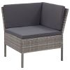 6 Piece Patio Lounge Set with Cushions Poly Rattan Gray