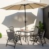 34 Inch Outdoor Dining Table Square Tempered Glass Table with 1.5 Inch Umbrella Hole