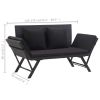 Patio Bench with Cushions 69.3" Black Poly Rattan