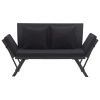 Patio Bench with Cushions 69.3" Black Poly Rattan