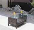 Outdoor patio Furniture Coffee Table with clear tempered glass