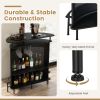 4-Tier Liquor Bar Table with 3 Glass Holders and Storage Shelves