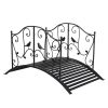 119*67*71cm Courtyard With Bird Pattern Arched Handrail Courtyard Iron Bridge Black