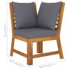 4 Piece Patio Lounge Set with Cushion Solid Acacia Wood