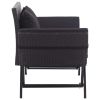 Patio Bench with Cushions 69.3" Black Poly Rattan