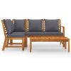 4 Piece Patio Lounge Set with Cushion Solid Acacia Wood