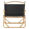 53*55*61cm Medium Size Aluminum Frame 600D Black Oxford Cloth Bearing 100kg Imitation Wood Grain Spray Paint Camping Chair Black