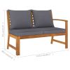 4 Piece Patio Lounge Set with Cushion Solid Acacia Wood