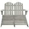 2-Seater Patio Adirondack Chair&Ottoman Fir Wood Gray