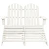 2-Seater Patio Adirondack Chair&Ottoman Fir Wood White