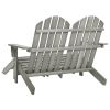 2-Seater Patio Adirondack Chair&Ottoman Fir Wood Gray