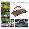 3.3ft Wooden Garden Bridge Arc Footbridge with Half-Wheel Style Railings & Solid Fir Construction, Stained Wood